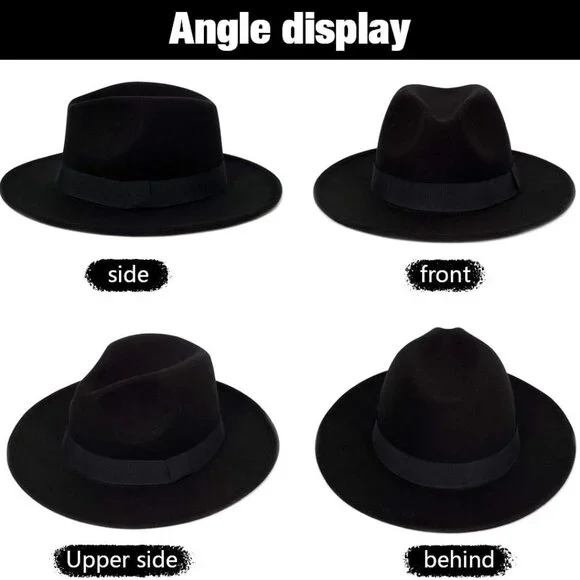 Trendy Fedora Hats for Men & Women Wide Brim Felt Hat Dress Panama Hat Two Tone